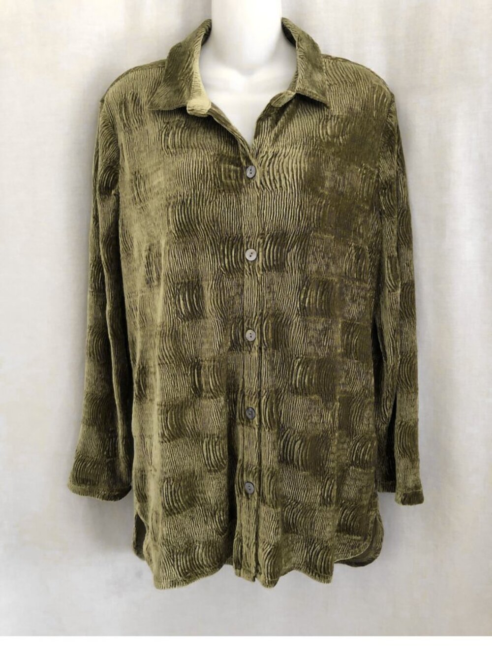 Habitat Crinkle Velvet Button Front Tunic Shirt Large